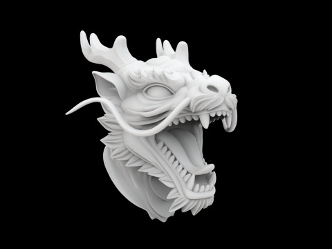 Eastern Dragon Roaring Head Statue 3D Print Model 3D Print Model