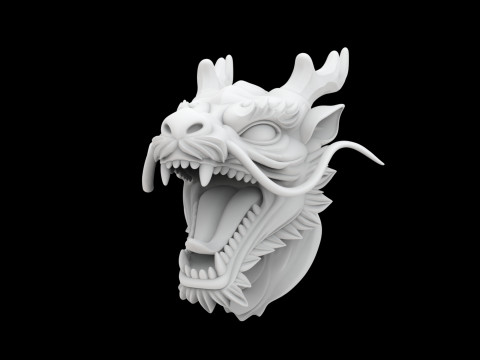 Eastern Dragon Roaring Head Statue 3D Print Model 3D printmodel