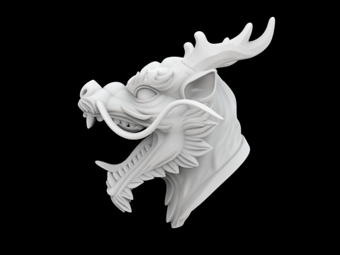 Eastern Dragon Roaring Head Statue 3D Print Model 3D printmodel