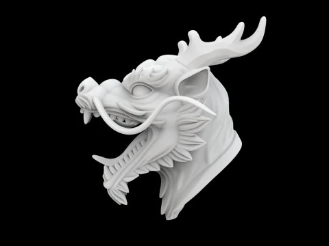 Eastern Dragon Roaring Head Statue 3D Print Model 3D Print Model