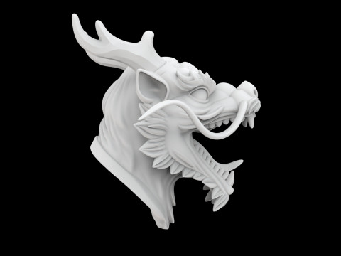 Eastern Dragon Roaring Head Statue 3D Print Model 3D printmodel