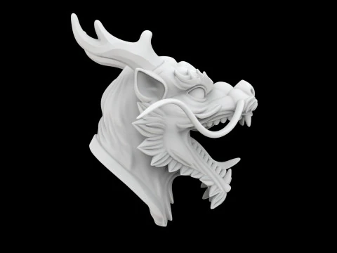Eastern Dragon Roaring Head Statue 3D Print Model 3D Print Model