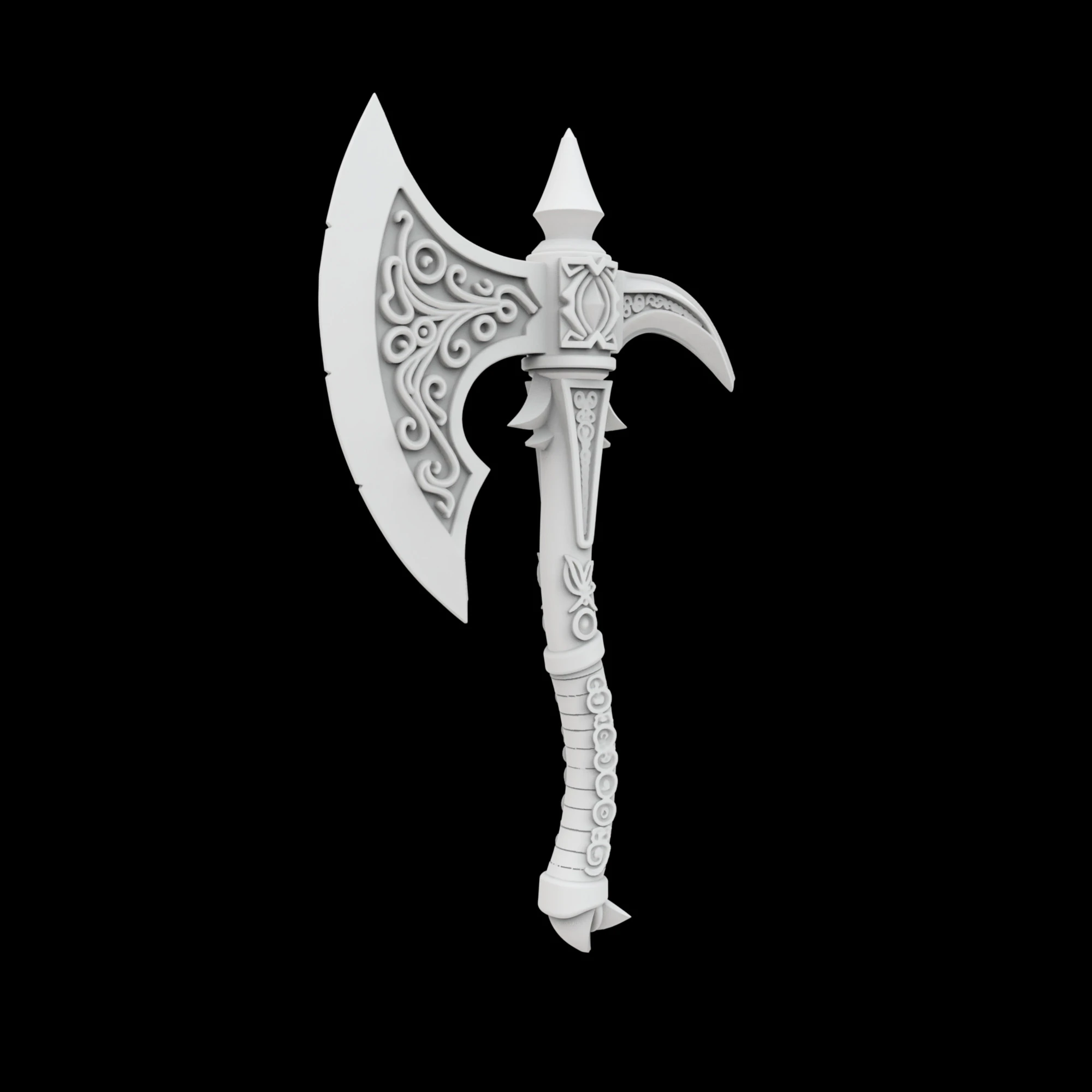 Fantasy Battle Axe 3D Print Model 3D Print Model .c4d .max .obj .3ds .fbx .stl .blend