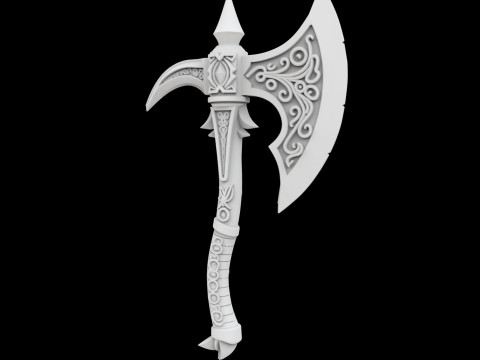 Fantasy Battle Axe 3D Print Model Model do druku 3D