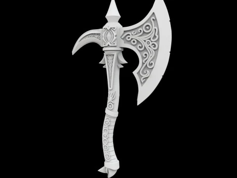 Fantasy Battle Axe 3D Print Model 3D Print Model
