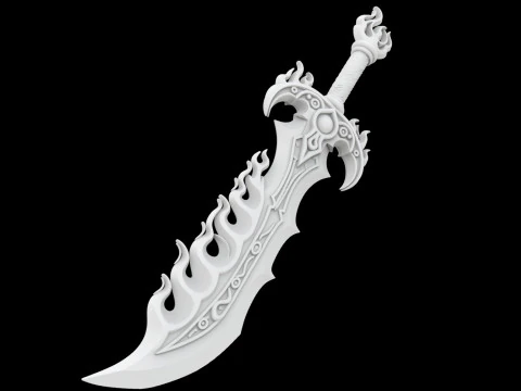 Flame Blade Fantasy Sword 3D Printable Model 3D Print Model