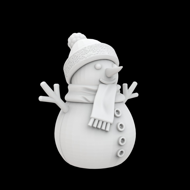 Cute Snowman Figurine 3D Print Model Modello di stampa 3D .c4d .max .obj .3ds .fbx .stl .blend 
