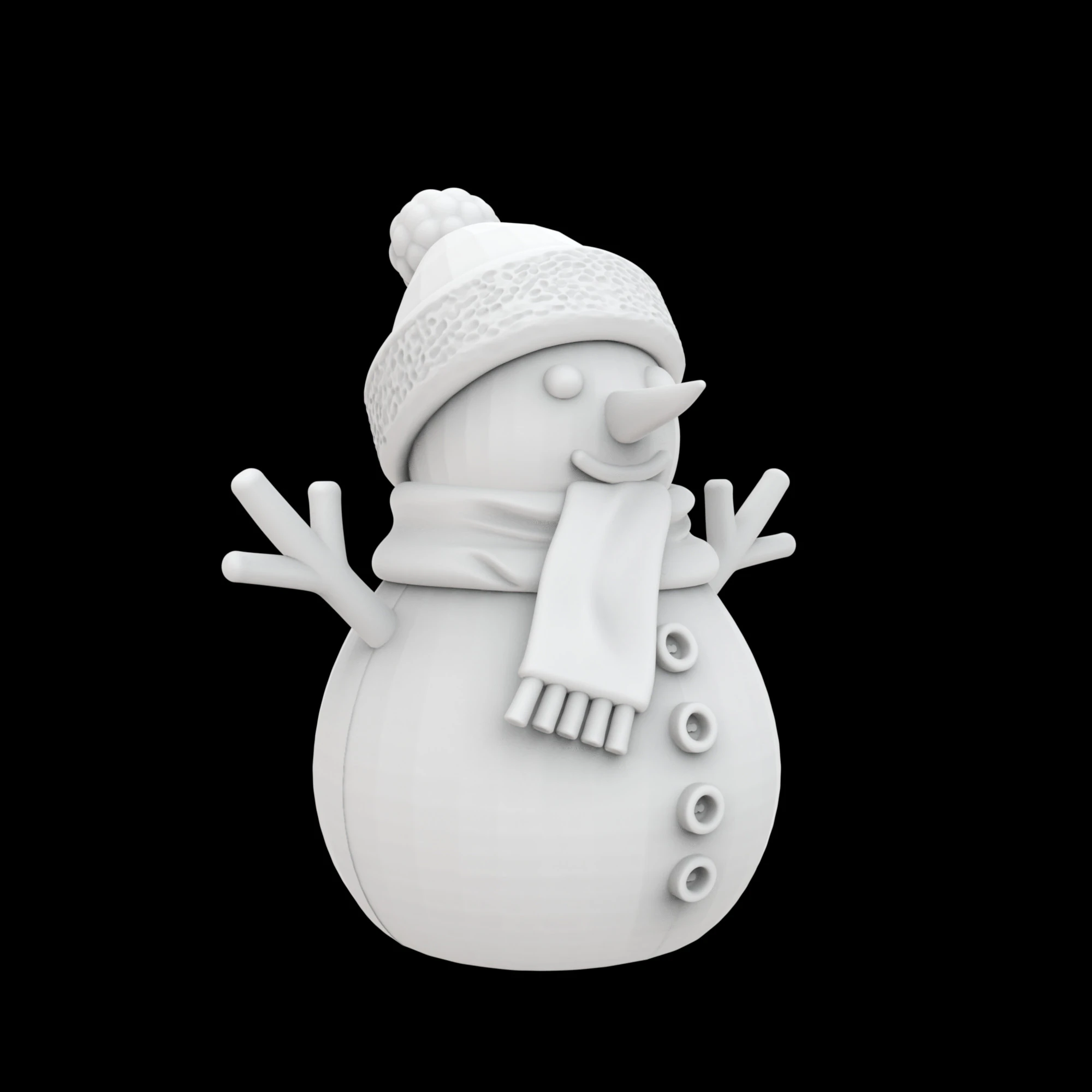 Cute Snowman Figurine 3D Print Model 3D Print Model .c4d .max .obj .3ds .fbx .stl .blend 