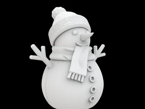 Modelo de impress&atilde;o 3D de estatueta fofa de boneco de neve Modelo de Impressão 3D