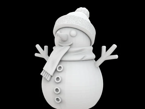 Cute Snowman Figurine 3D Print Model 3D Print Model