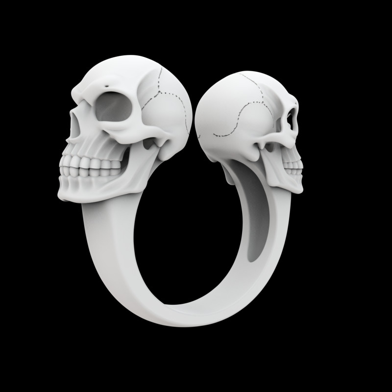 Double Skull Ring 3D Print Model Model do druku 3D .c4d .max .obj .3ds .fbx .stl .blend 