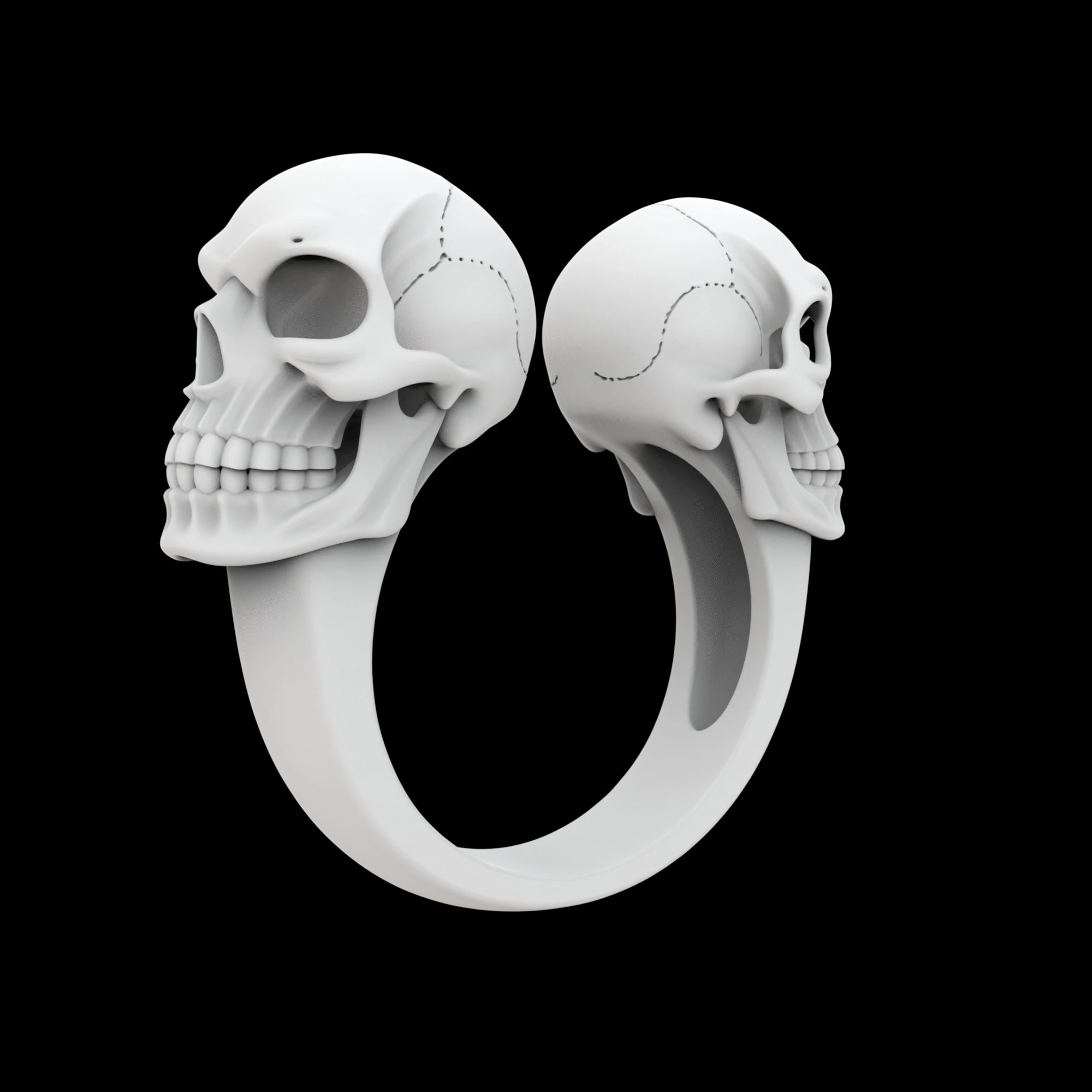 Double Skull Ring 3D Print Model 3D Print Model .c4d .max .obj .3ds .fbx .stl .blend