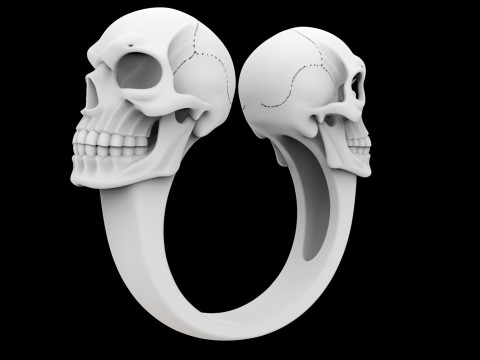 Double Skull Ring 3D Print Model 3D Druckmodell