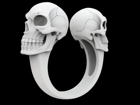 Double Skull Ring 3D Print Model 3D Print Model