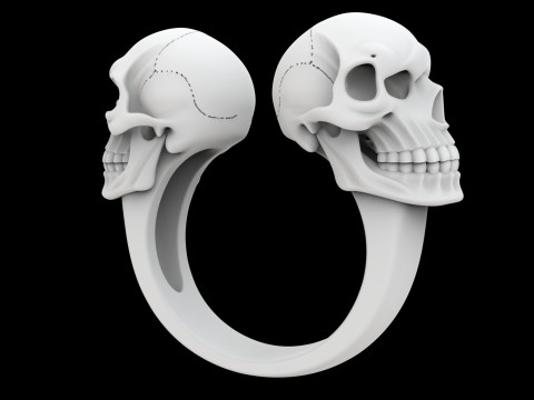 Double Skull Ring 3D Print Model Model do druku 3D