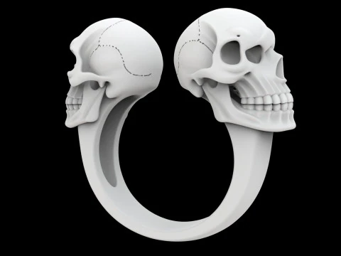 Double Skull Ring 3D Print Model 3D Print Model