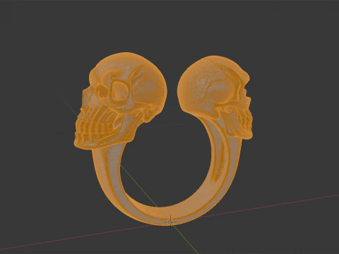 Double Skull Ring 3D Print Model 3D Print Model