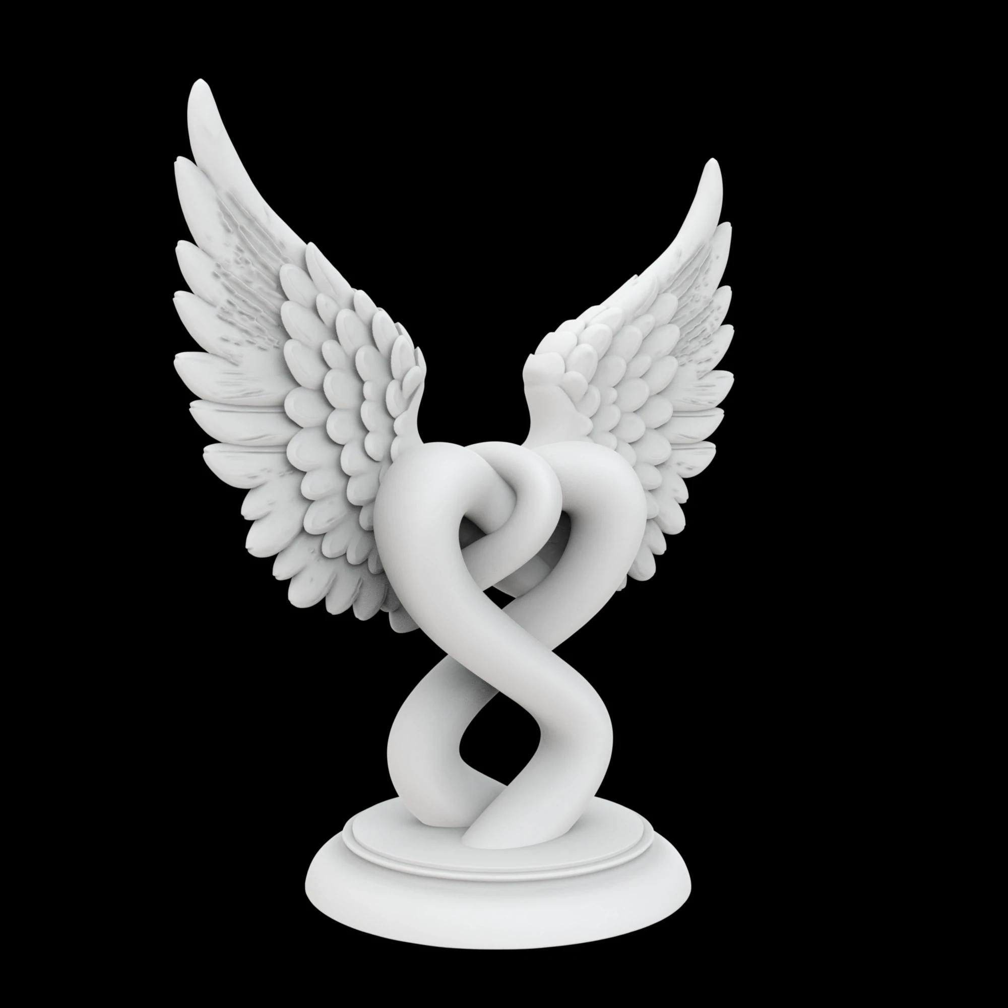 Dual Hearts with Wings Entwined Sculpture 3D Print Model 3D Print Model .c4d .max .obj .3ds .fbx .stl .blend 