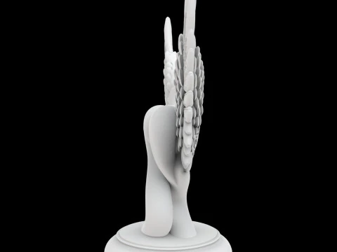 Dual Hearts with Wings Entwined Sculpture 3D Print Model 3D Print Model