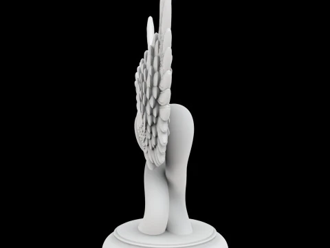Dual Hearts with Wings Entwined Sculpture 3D Print Model 3D Print Model