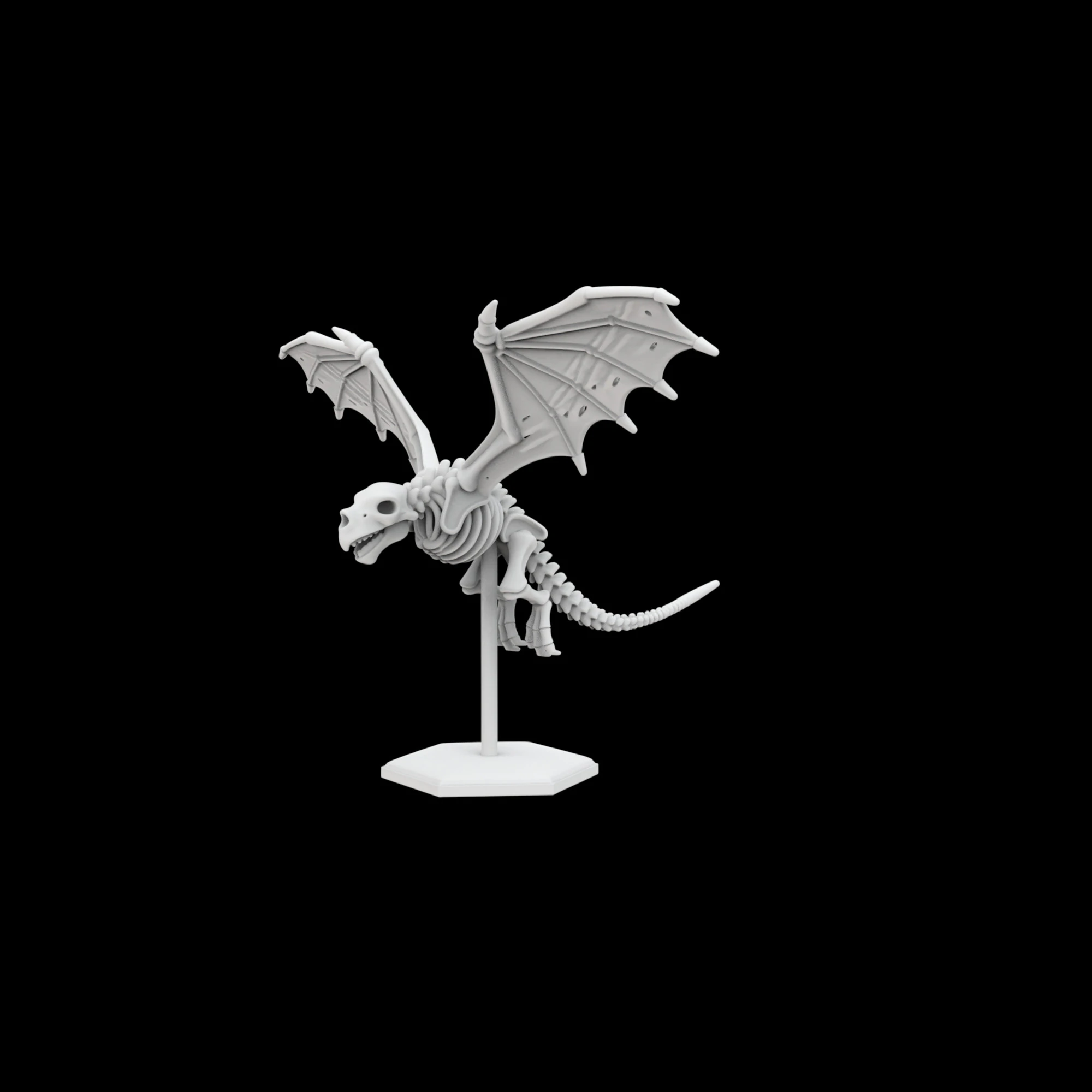 Flying Skeleton Dragon with Spread Wings 3D Printable Model 3D Print Model .c4d .max .obj .3ds .fbx .stl .blend 