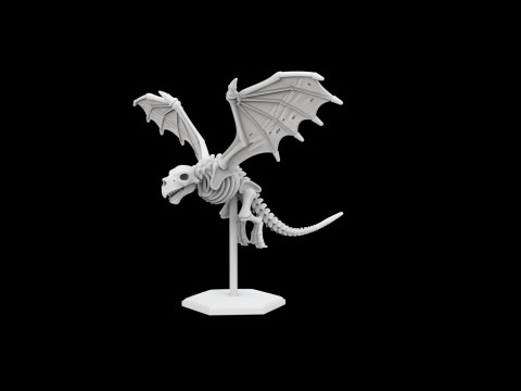 Flying Skeleton Dragon with Spread Wings 3D Printable Model 3D Druckmodell