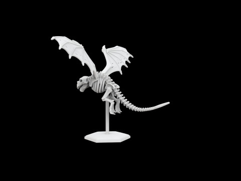 Flying Skeleton Dragon with Spread Wings 3D Printable Model Modèles 3D en vedette
