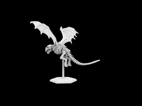 Flying Skeleton Dragon with Spread Wings 3D Printable Model 3D Print Model