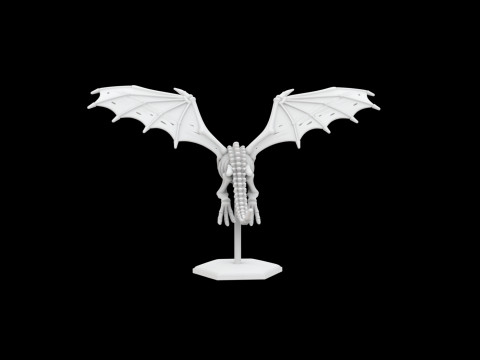 Flying Skeleton Dragon with Spread Wings 3D Printable Model Modèles 3D en vedette