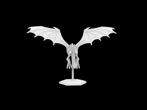 Flying Skeleton Dragon with Spread Wings 3D Printable Model 3D Print Model