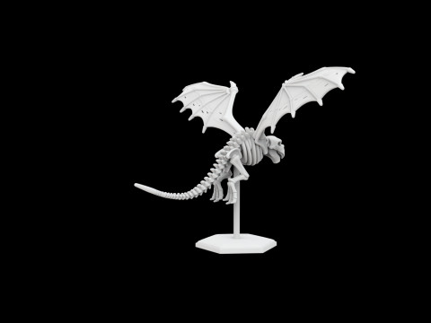 Flying Skeleton Dragon with Spread Wings 3D Printable Model Modèles 3D en vedette