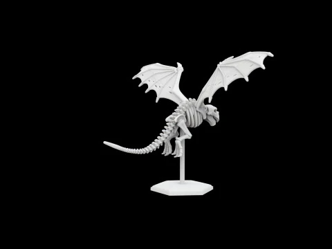Flying Skeleton Dragon with Spread Wings 3D Printable Model 3D Print Model
