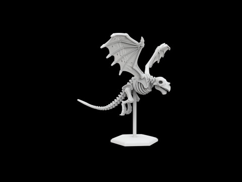 Flying Skeleton Dragon with Spread Wings 3D Printable Model Modèles 3D en vedette