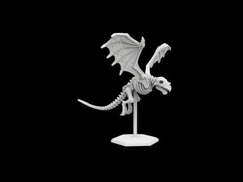 Flying Skeleton Dragon with Spread Wings 3D Printable Model 3D Print Model