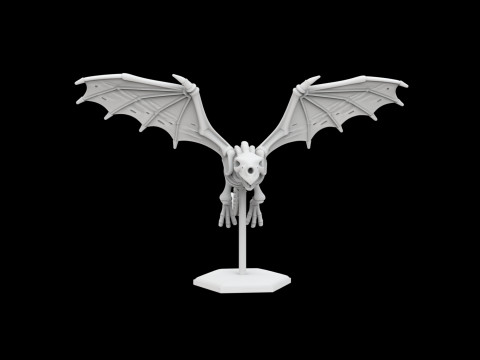 Flying Skeleton Dragon with Spread Wings 3D Printable Model Modèles 3D en vedette