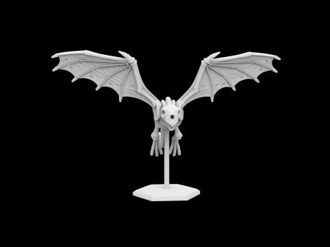 Flying Skeleton Dragon with Spread Wings 3D Printable Model 3D Print Model