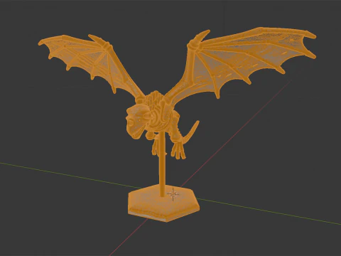 Flying Skeleton Dragon with Spread Wings 3D Printable Model 3D Print Model