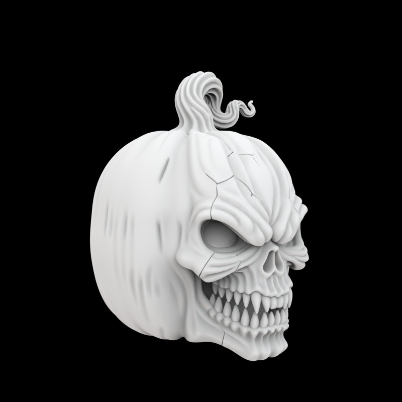 Haunted Pumpkin Skull Horror Sculpture 3D 프린트 모델 .c4d .max .obj .3ds .fbx .stl .blend
