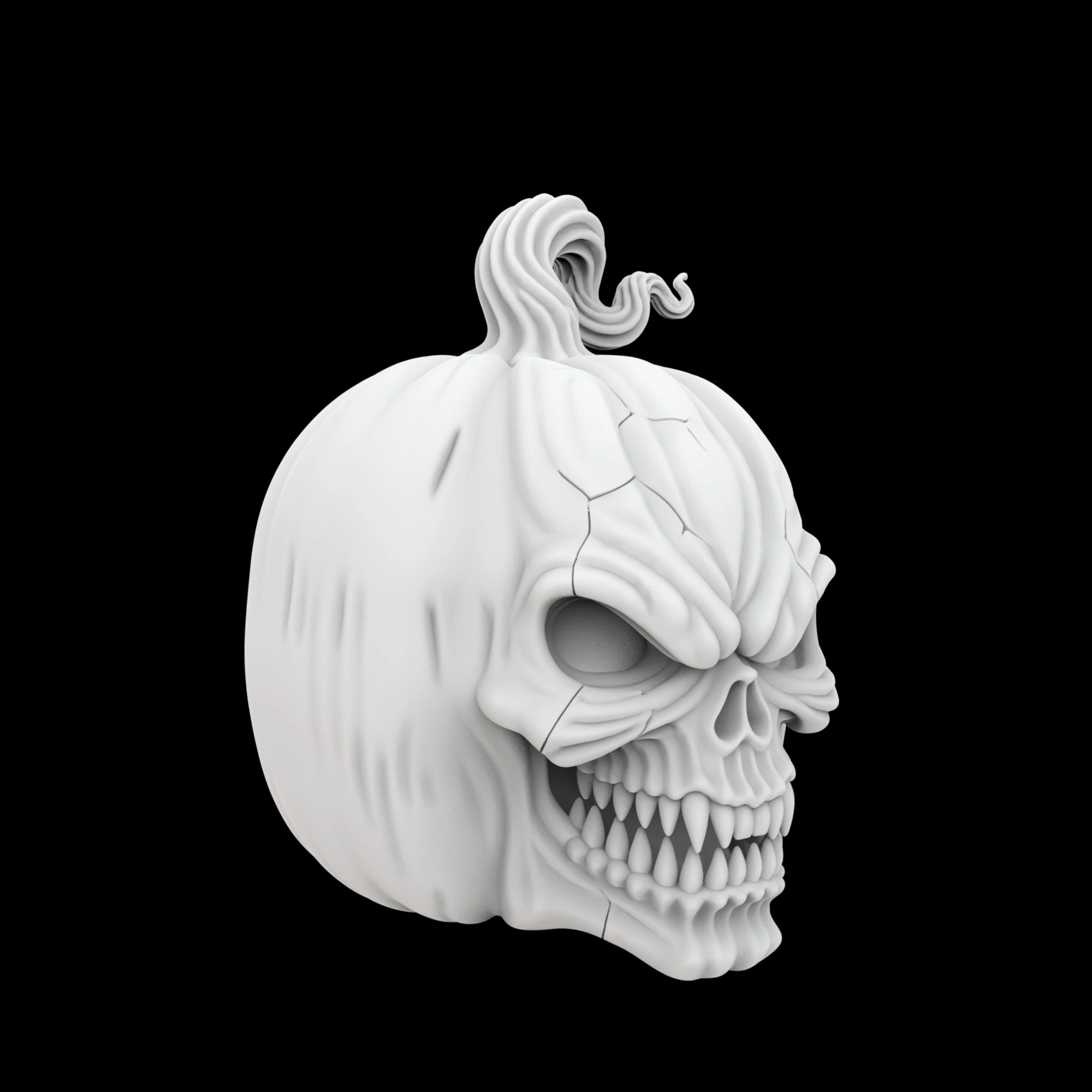 Haunted Pumpkin Skull Horror Sculpture 3D Print Model .c4d .max .obj .3ds .fbx .stl .blend 