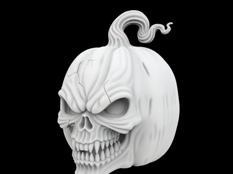 Haunted Pumpkin Skull Horror Sculpture 3D Print Model