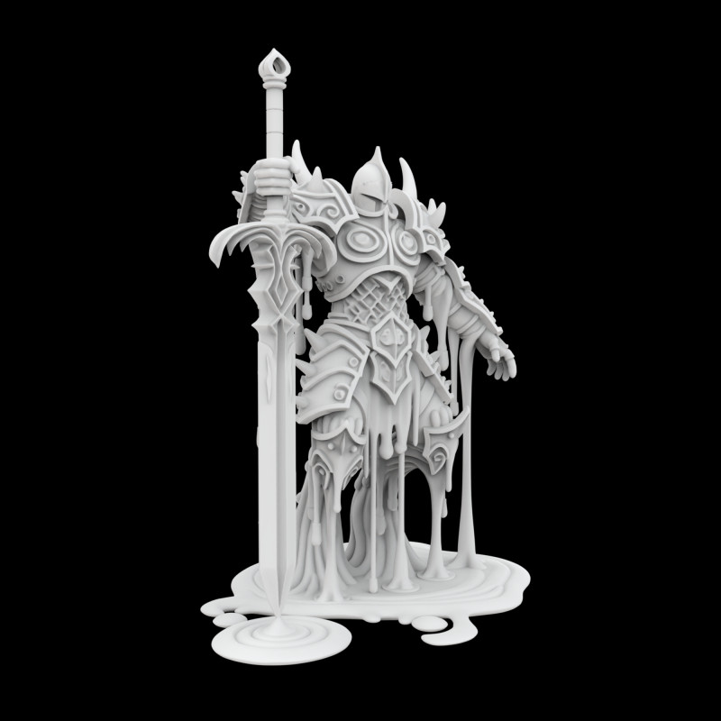 Melting Warrior Statue Modello di stampa 3D .c4d .max .obj .3ds .fbx .stl .blend 