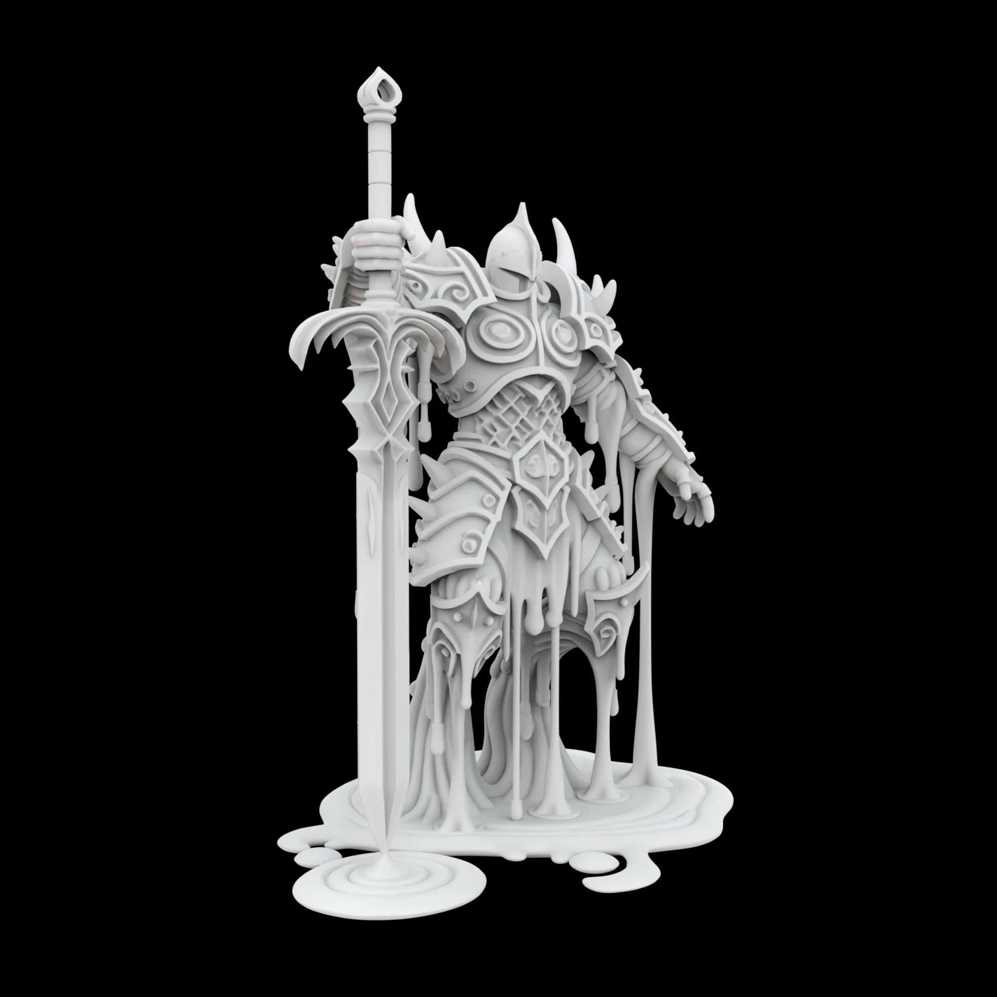 Melting Warrior Statue 3D Print Model .c4d .max .obj .3ds .fbx .stl .blend 