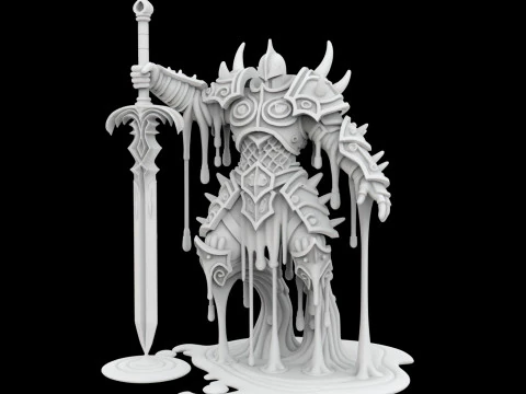 Melting Warrior Statue 3D Print Model