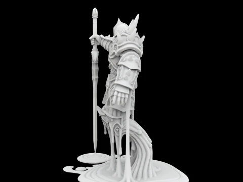 Melting Warrior Statue 3D Print Model