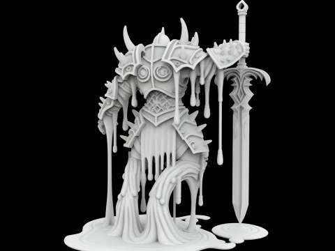 Melting Warrior Statue 3D Print Model