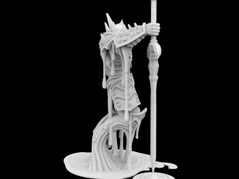 Melting Warrior Statue 3D Print Model