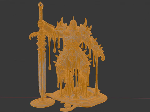 Melting Warrior Statue 3D Print Model