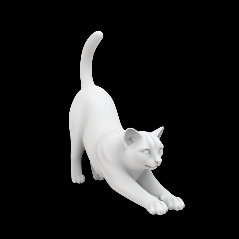 Playful Cat Stretch 3D Print Model .c4d .max .obj .3ds .fbx .stl .blend 