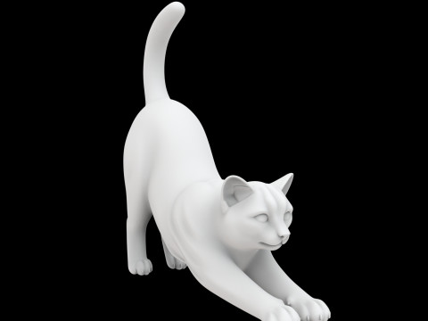 Playful Cat Stretch Modèles 3D en vedette