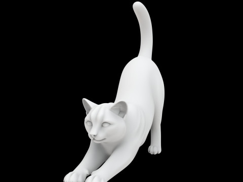 Playful Cat Stretch 3D Print Model